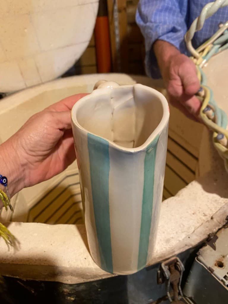 Striped turquoise vase