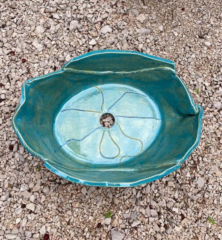 Turquoise bowl seen from above